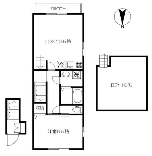 ラッフルズ自由が丘(1LDK/2階)の間取り写真