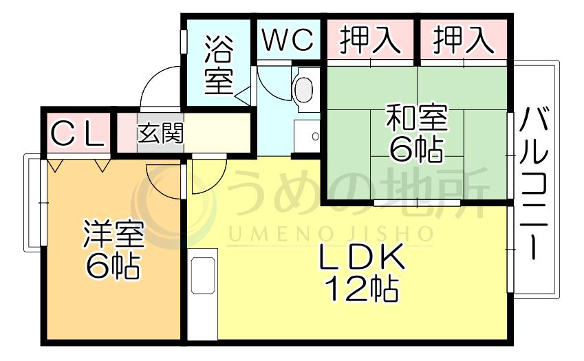 コーポ築揚B(2LDK/2階)の間取り写真