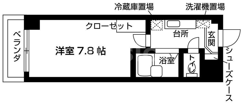 S-FORT市川(1K/1階)の間取り写真