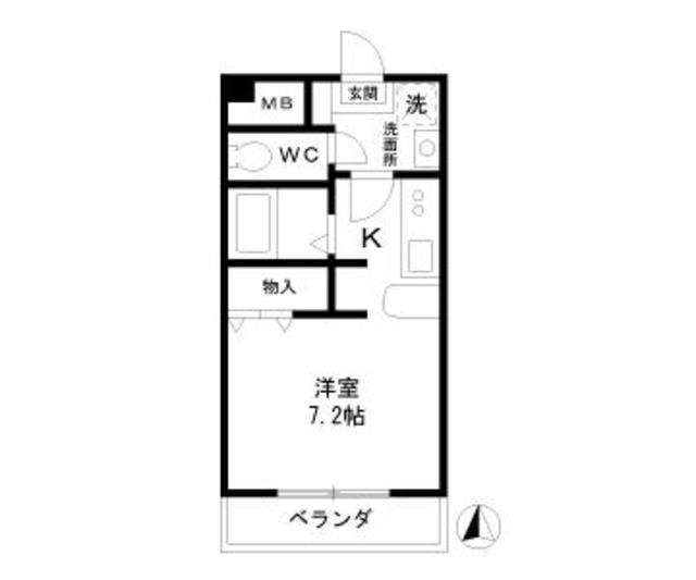 サンアペックス西城(ワンルーム/1階)の間取り写真