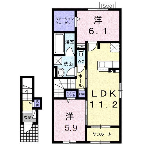 アルカンシエルIII(2LDK/2階)の間取り写真