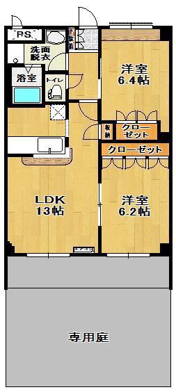 グランドールガーデン(2LDK/1階)の間取り写真