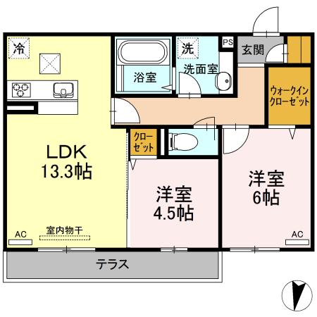 メゾン・ド・キャトルV(2LDK/1階)の間取り写真