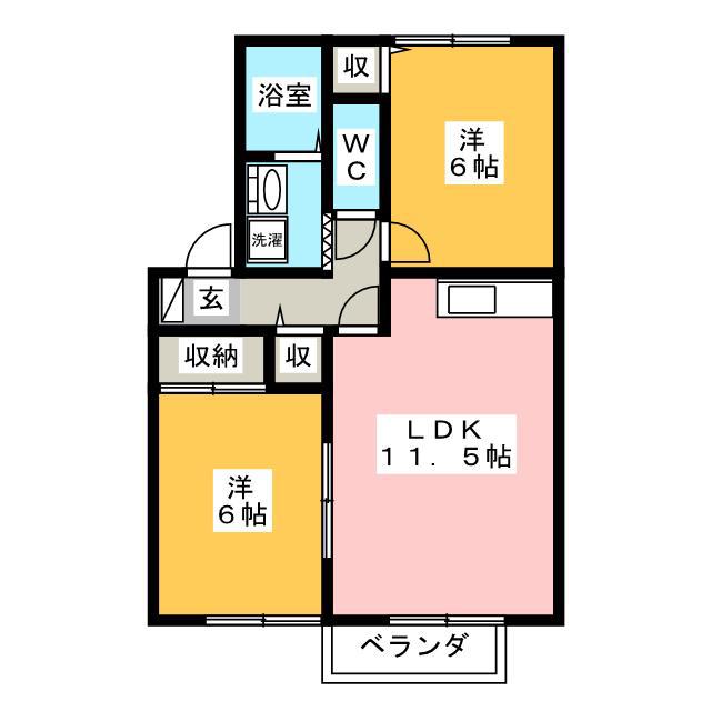 ヴィーブルA(2LDK/1階)の間取り写真