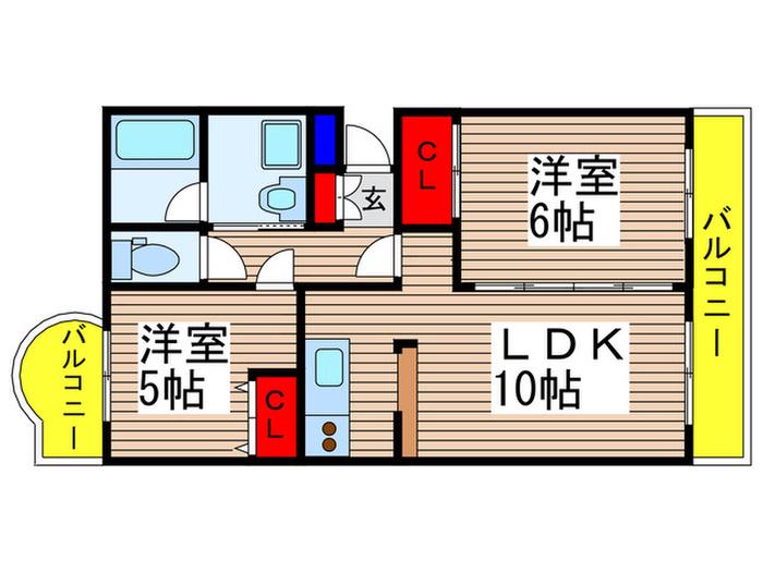 カサグランデIII壱番館(2LDK/2階)の間取り写真