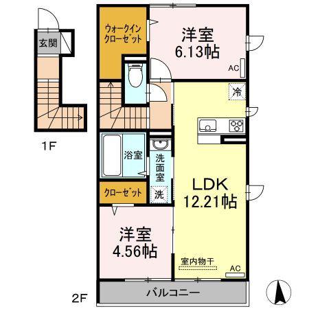 プランドール西武(2LDK/2階)の間取り写真