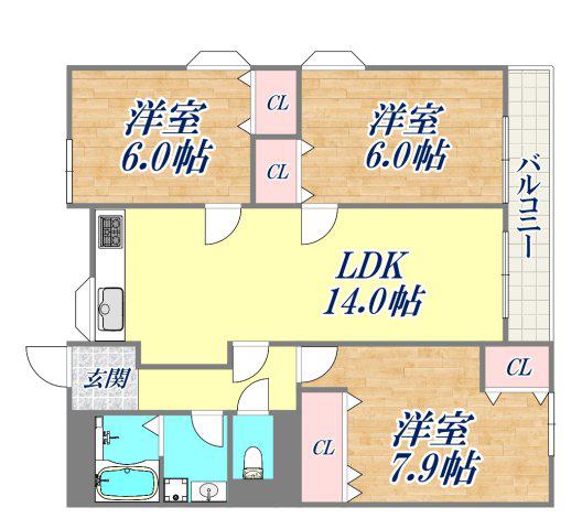 アコード本山(3LDK/3階)の間取り写真