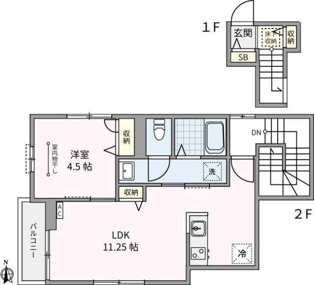 PLACE YAEM(1LDK/2階)の間取り写真