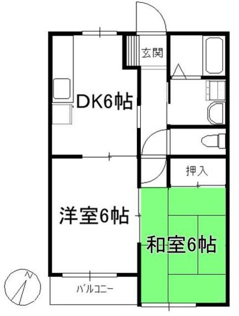 エクセリア平和台(2DK/1階)の間取り写真