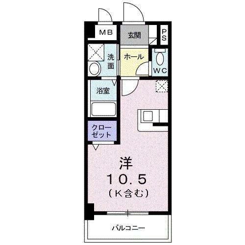 ル・レーヴ(ワンルーム/5階)の間取り写真