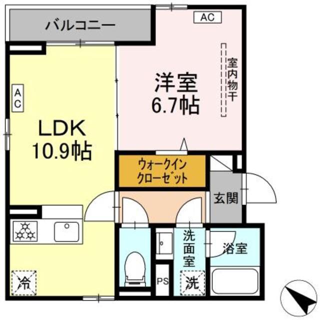 ディーソニア(1LDK/3階)の間取り写真