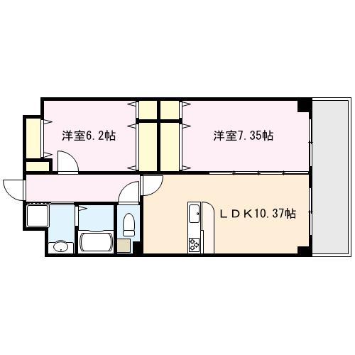 第36川崎ビル(2LDK/6階)の間取り写真