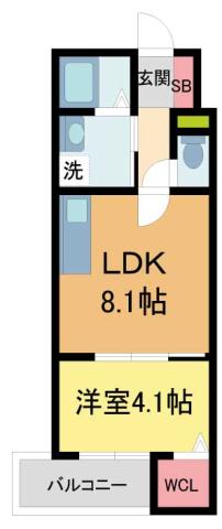 S-FLATさくら夙川(1LDK/1階)の間取り写真