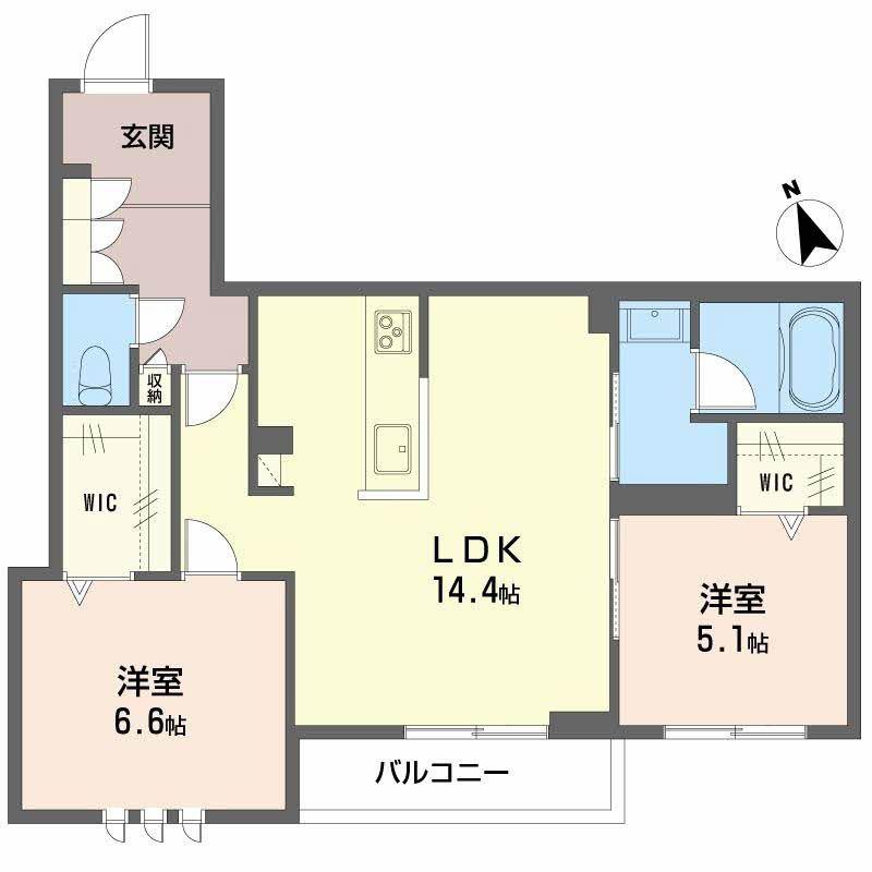 ネオブランコート(2LDK/2階)の間取り写真