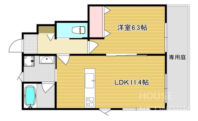 ルースプラトー(1LDK/1階)の間取り写真