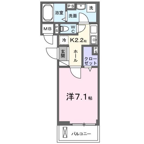 ブルーノ(1K/2階)の間取り写真