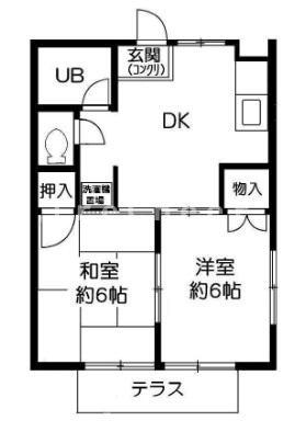 サマックスメゾン中村B(2DK/1階)の間取り写真