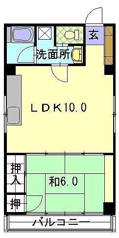 黒岩ビル(1LDK/4階)の間取り写真