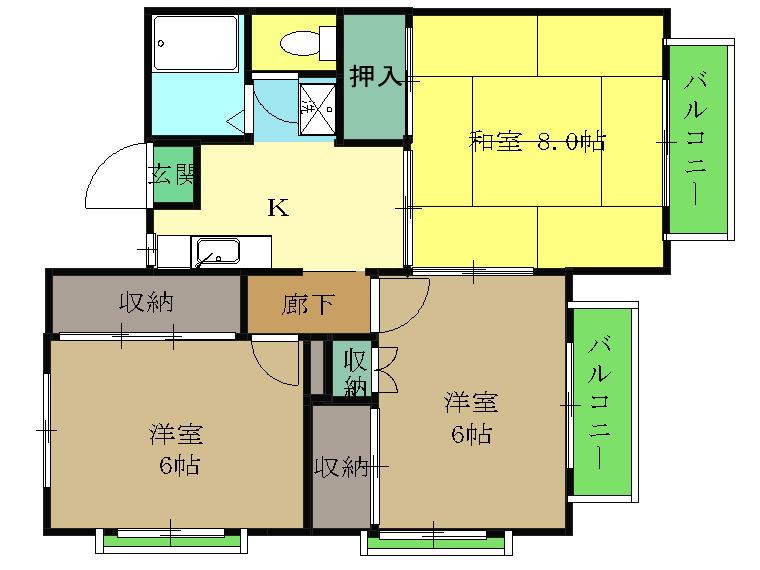  メゾン桜木町 (3K/2階)の間取り写真