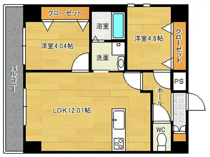 U-BASIC REEF 三萩野(2LDK/8階)の間取り写真