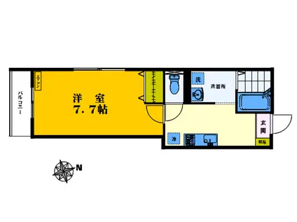 ウィステリア(1K/2階)の間取り写真