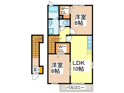 ベルアンジュII(2LDK/2階)の間取り写真