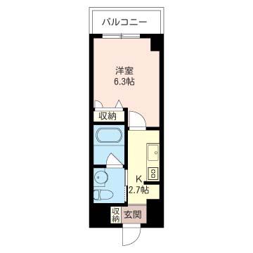タワースタジオ鵠沼(1K/4階)の間取り写真