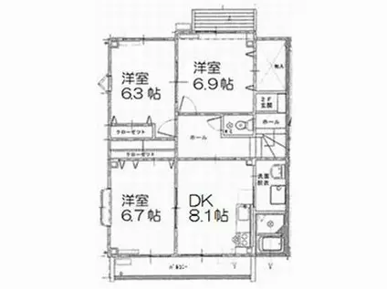 ネクステージルミエール(3DK/2階)の間取り写真
