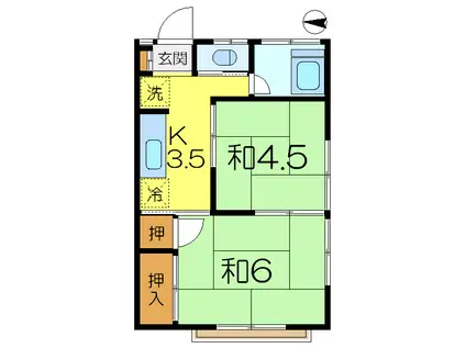 第2広瀬荘(2K/2階)の間取り写真