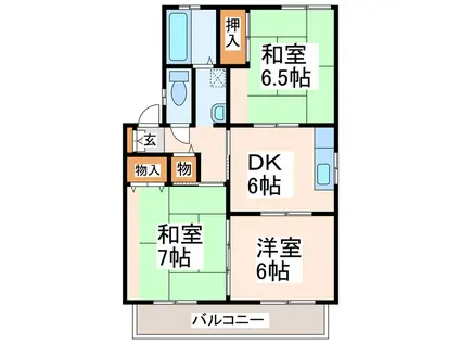 サンライフ山脈(3DK/2階)の間取り写真