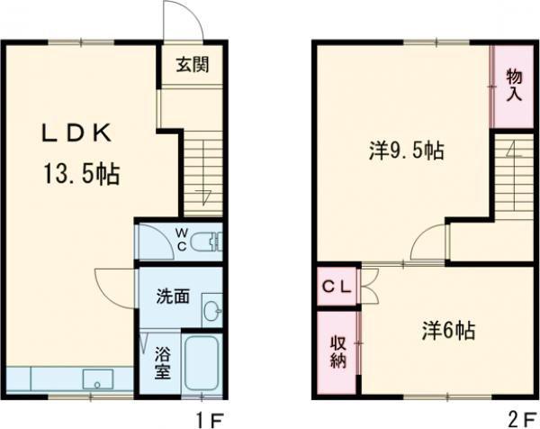クレセント高盛(2LDK/1階)の間取り写真