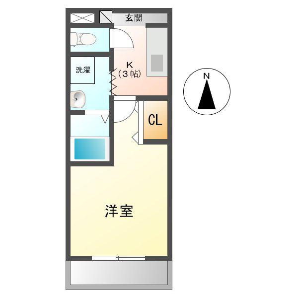 ノースパーク(1K/2階)の間取り写真