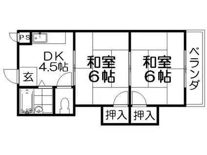 三熊ハイツ3号館(2DK/2階)の間取り写真