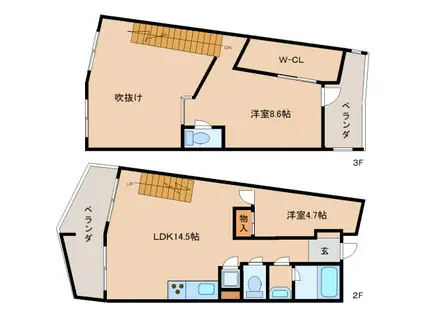 近鉄けいはんな線 学研奈良登美ケ丘駅 徒歩23分 3階建 築24年(2SLDK/1階)の間取り写真