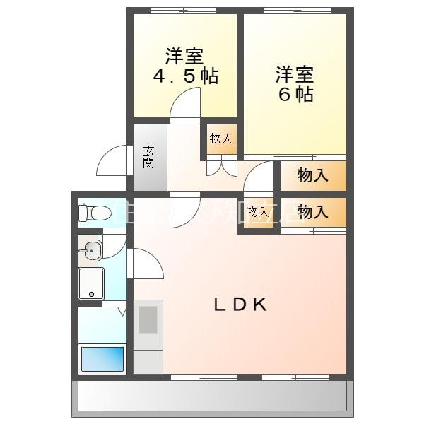 コーポ三立(2LDK/3階)の間取り写真