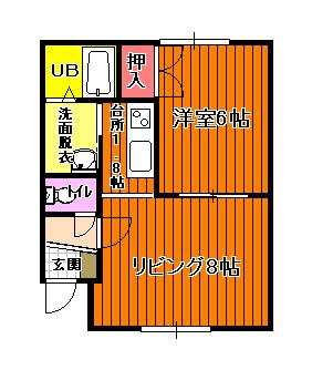 ハイツTOMO(1LDK/2階)の間取り写真