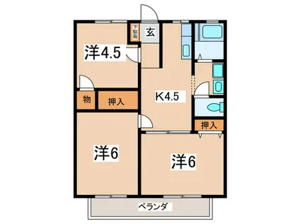 ハイツ安田(3K/2階)の間取り写真