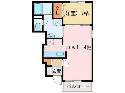 ラ・ジュネスデ東雲(1LDK/1階)の間取り写真