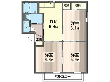 フレグランス E(3DK/2階)の間取り写真