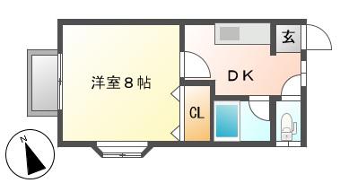 フォレスト希望が丘(1K/2階)の間取り写真