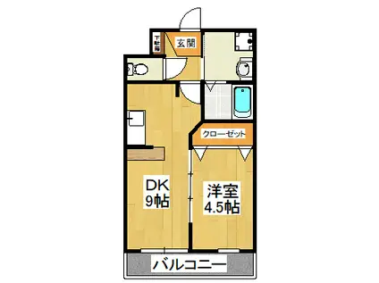 プレジール船橋本町(1DK/4階)の間取り写真