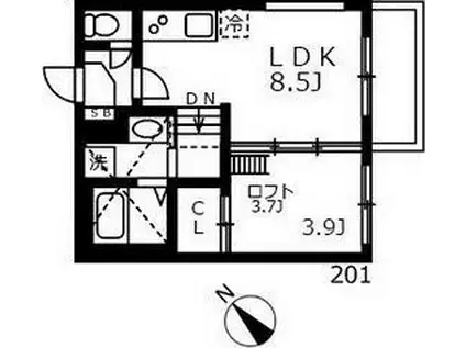 ハーモニーテラス志賀町IX(1LDK/2階)の間取り写真