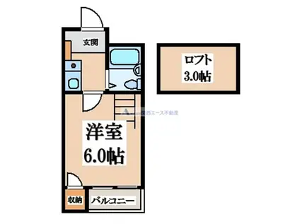オーナーズマンション瓢箪山(1K/2階)の間取り写真