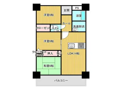 パークサイド塩九升町(3LDK/5階)の間取り写真