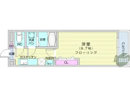 パークヒルズ上ノ台A(1K/4階)の間取り写真