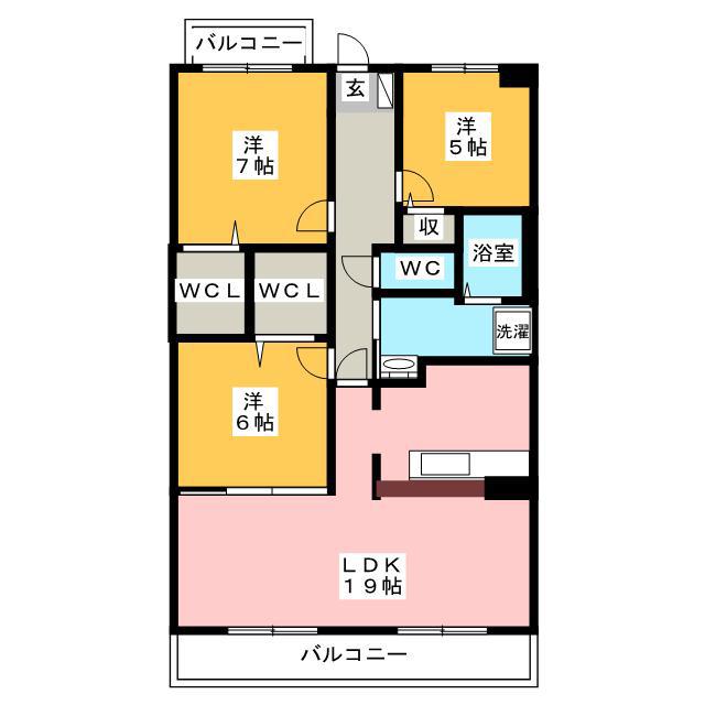 ハイツ南(3LDK/5階)の間取り写真
