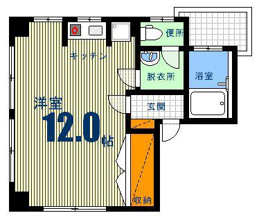 ロックキャッスル(ワンルーム/3階)の間取り写真