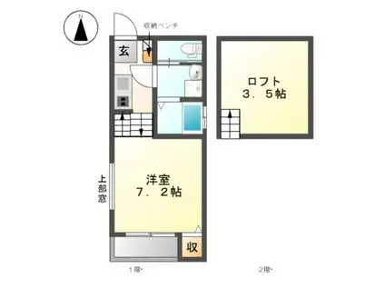 CASA KUROKAWA(1K/2階)の間取り写真