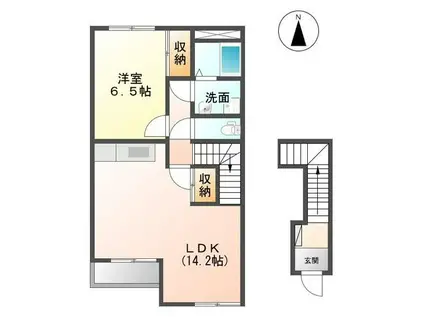 サンヴィレッジI(1LDK/2階)の間取り写真