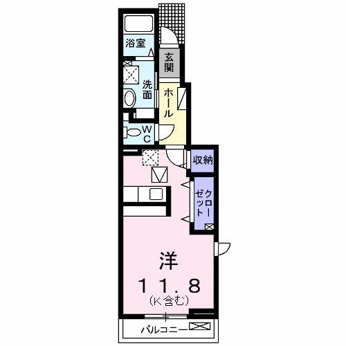 ハーモニー M(ワンルーム/1階)の間取り写真